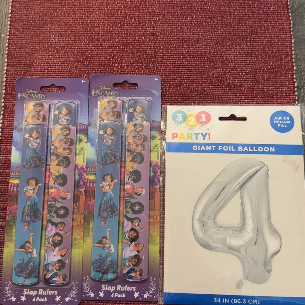 Birthday bundle, #4 balloon & 8 Disney slap bracelets